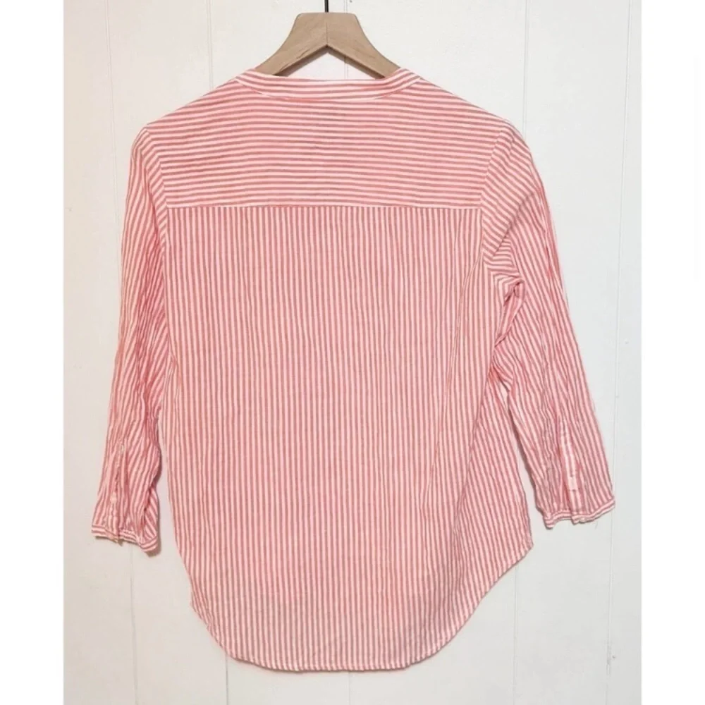 J. CREW Striped Mandarin Collar Popover